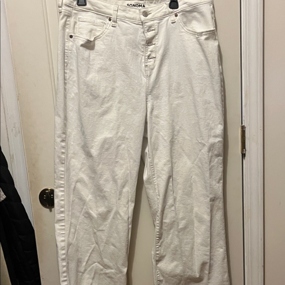 Sonoma Frayed Hem White Jeans